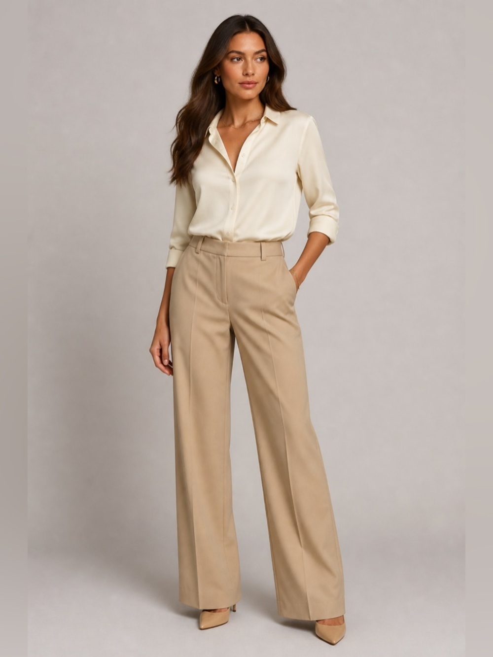 Express Studio Wide Leg Trousers Size 12 khaki Career Work Pants